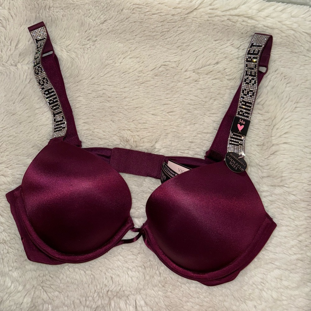 Victoria's Secret Very Sexy Bombshell Logo Shine Straps Super Push Up Bra